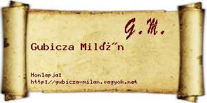 Gubicza Milán névjegykártya