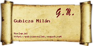 Gubicza Milán névjegykártya