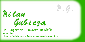 milan gubicza business card